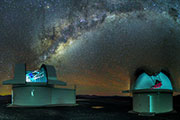 SPECULOOS telescopes No. 1 and 2 at night